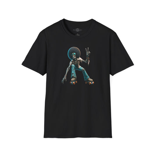 "Groovy Ghoul": Rollerskating Disco Zombie Men's Softstyle Tee