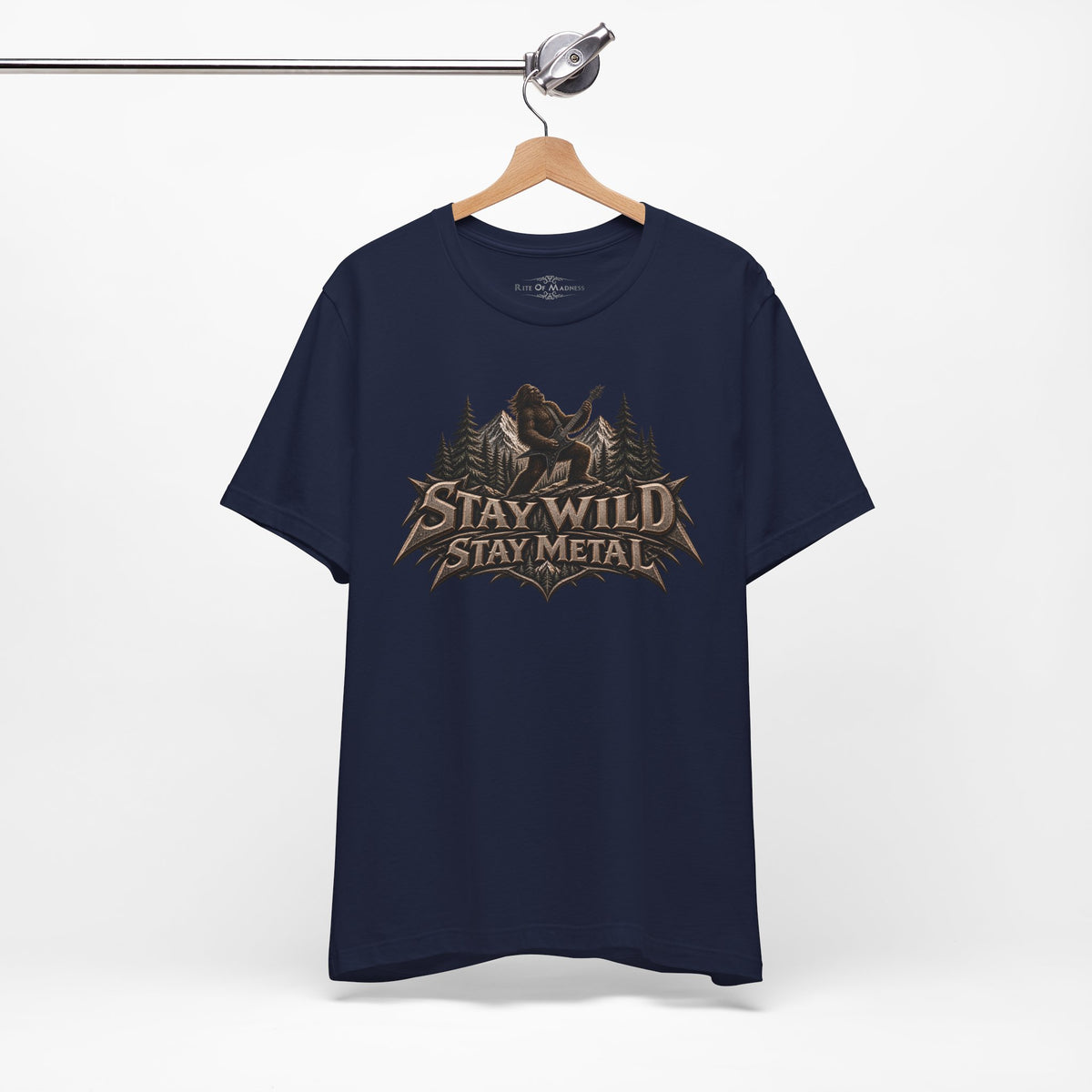 Stay Wild Stay Metal | Bigfoot Heavy Metal Graphic T-Shirt | Front & Back