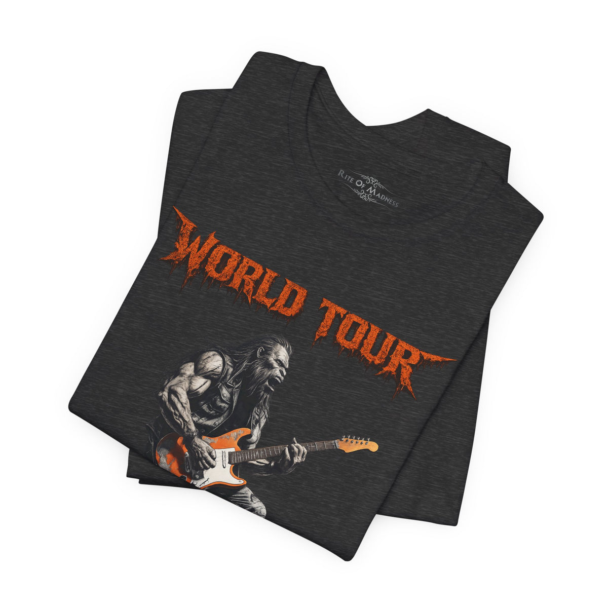 Bigfoot Rock Guitar T-Shirt | World Tour Never Verified | Sasquatch Graphic Tee