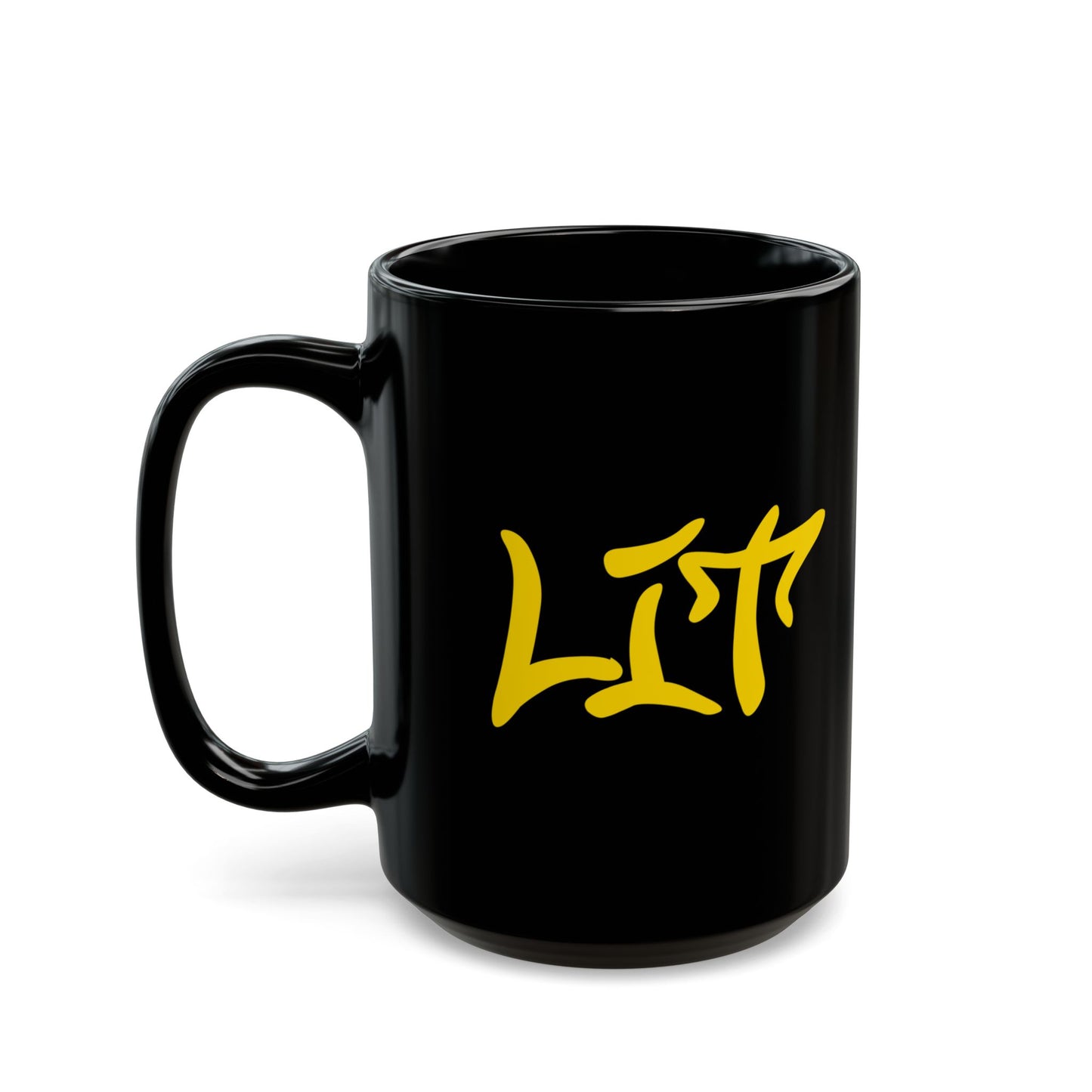 "Lit Vibes" 15oz Black Ceramic Mug