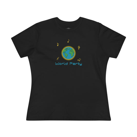 "World Party Women's Cotton Tee – Groove in Style with LyricalMadness Vibes!"