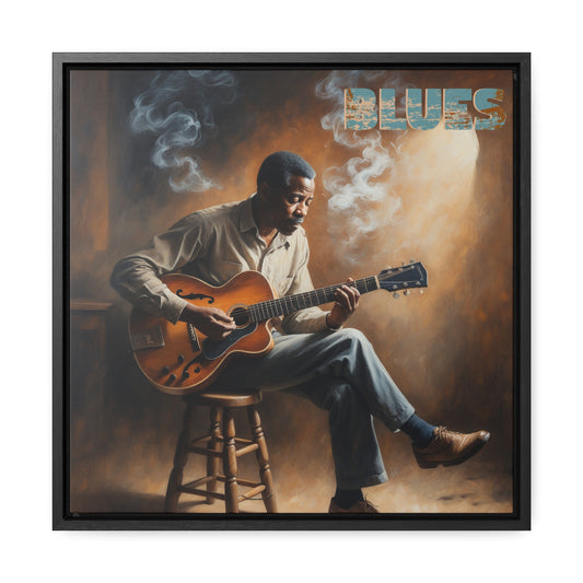 Smoky Blues Serenade 16x16 Framed Canvas