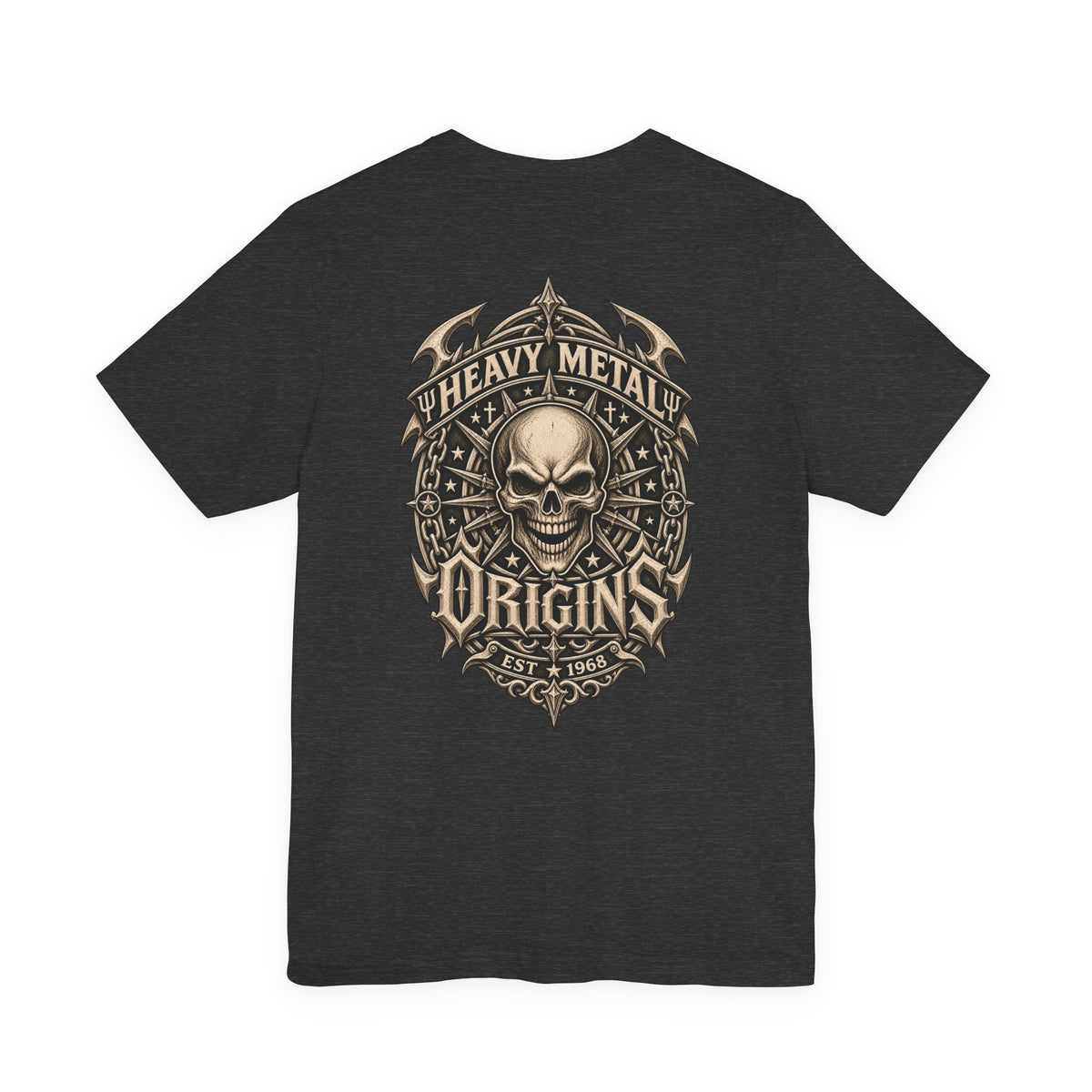 Heavy Metal Origins Est 1968 | Vintage Skull Rock T-Shirt | Gothic Front & Back Graphic Tee
