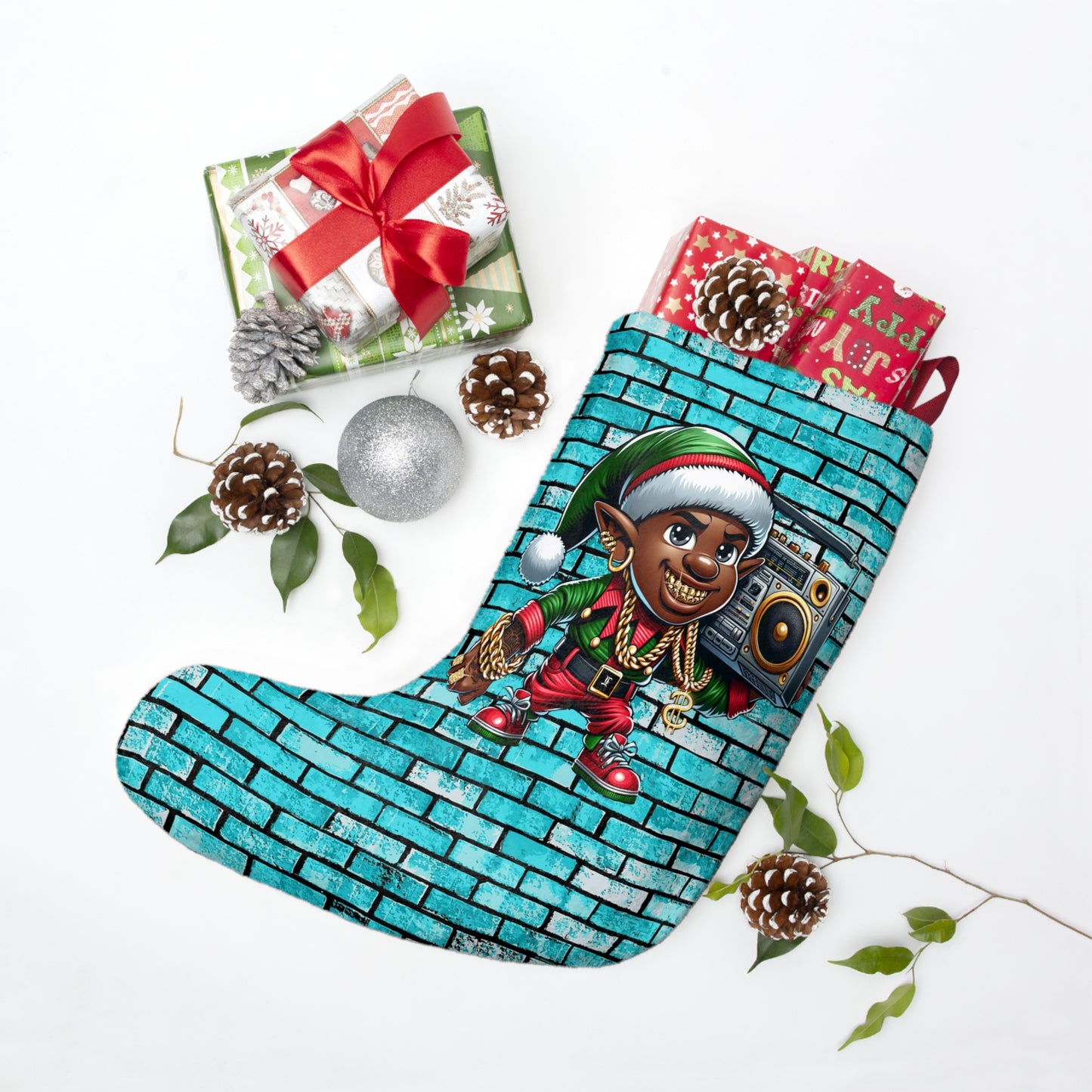 Boombox Beats: Old School Hip Hop Elf Stocking