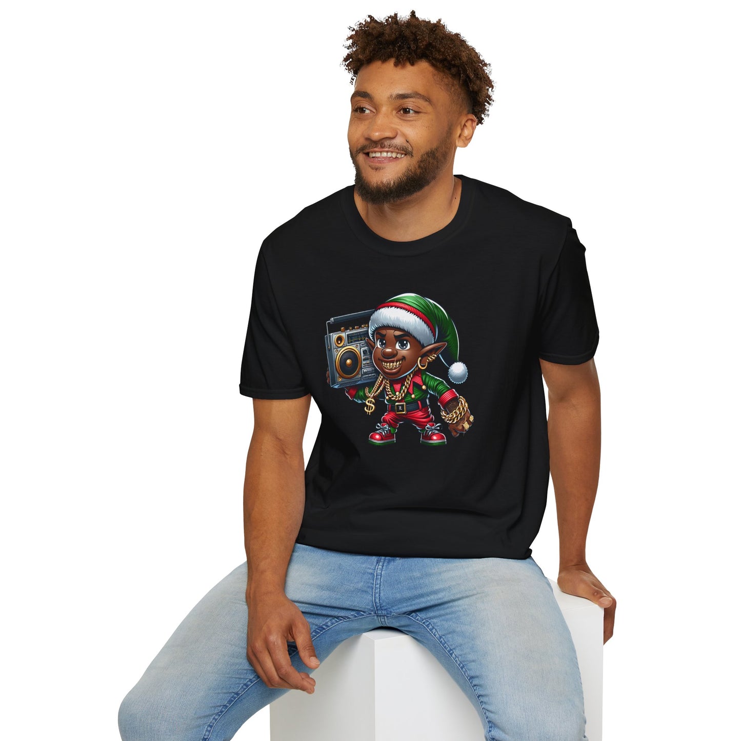 Elfin' Beats: Hip Hop Holiday Vibes Men's Softstyle Tee