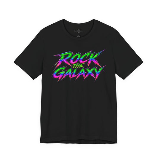 Rock the Galaxy | Alien Rock Music Graphic T-Shirt | Front & Back