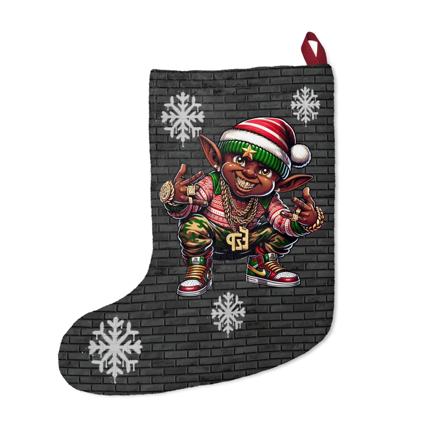 Golden Grin: Hip Hop Elf Holiday Stocking