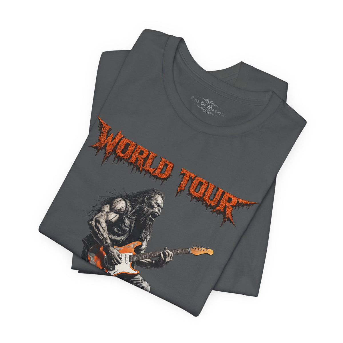 Bigfoot Rock Guitar T-Shirt | World Tour Never Verified | Sasquatch Graphic Tee