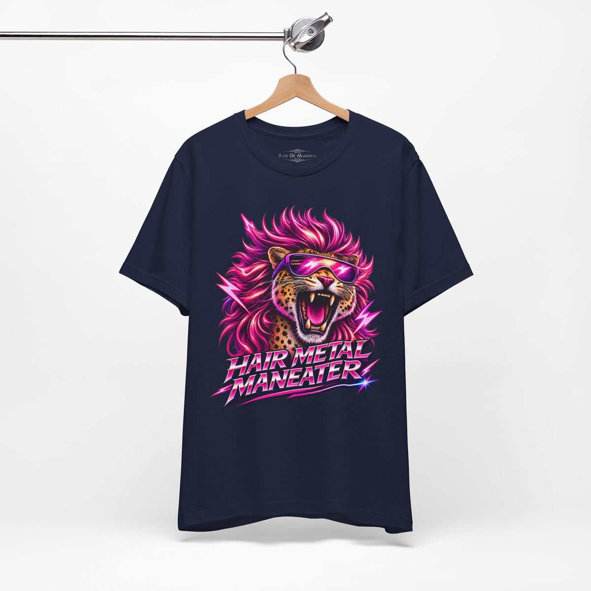 Hair Metal Maneater T-Shirt | 80s Glam Rock Neon Pink Big Cat Graphic Tee