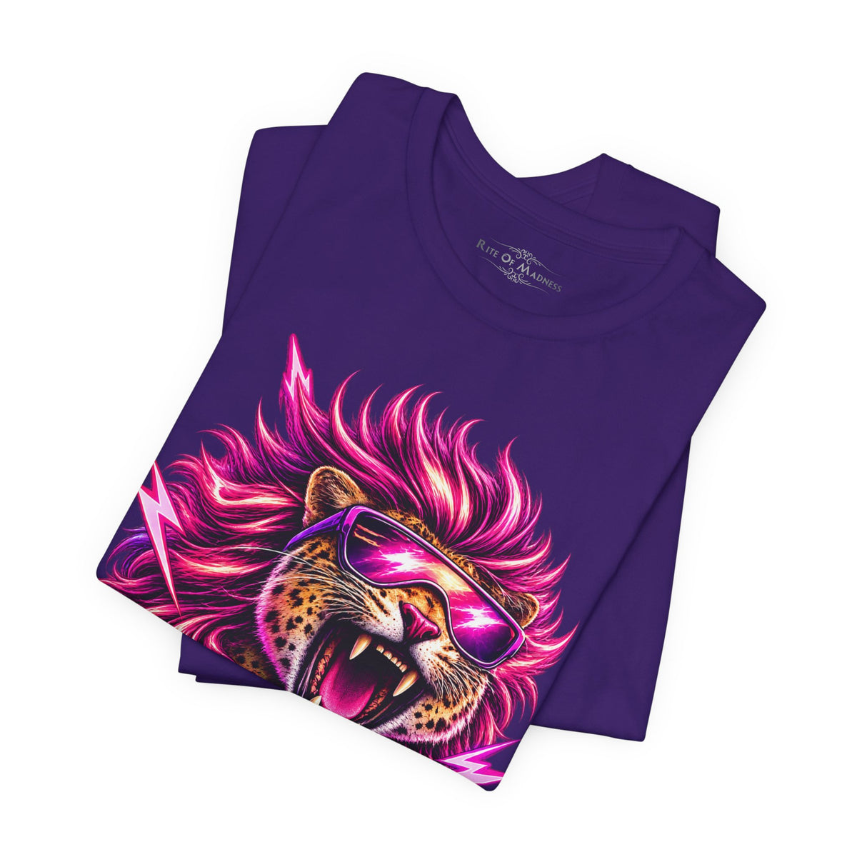 Hair Metal Maneater T-Shirt | 80s Glam Rock Neon Pink Big Cat Graphic Tee