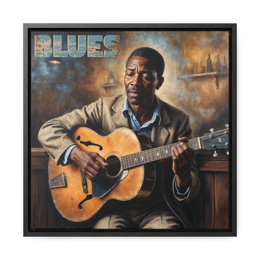 Soulful Echoes: Blues Legend 16x16 Framed Canvas