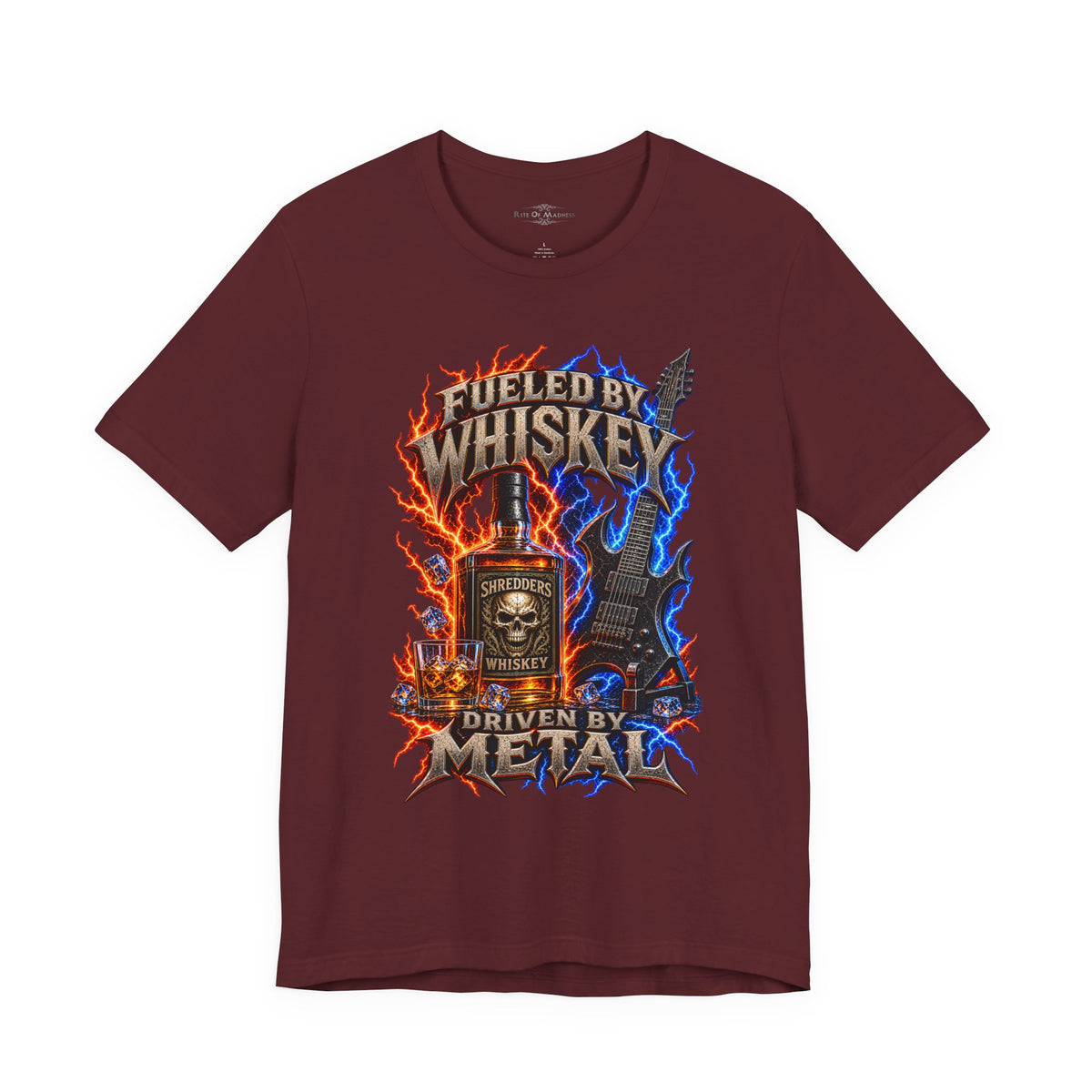 Fueled by Whiskey Driven by Metal | Heavy Metal Guitar Graphic T-Shirt