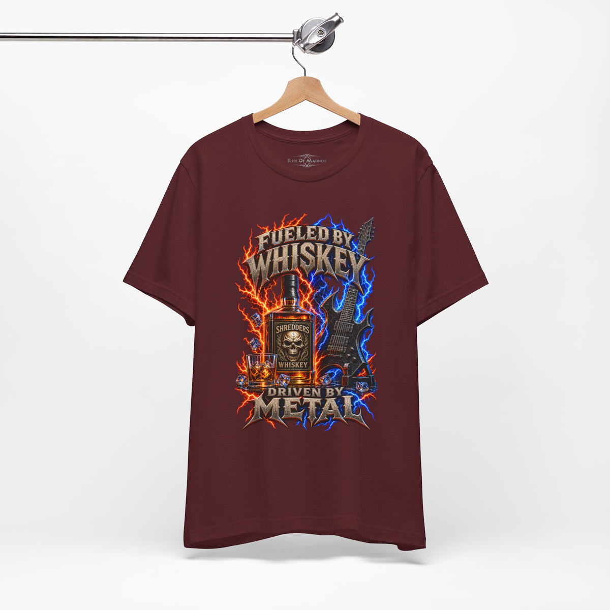 Fueled by Whiskey Driven by Metal | Heavy Metal Guitar Graphic T-Shirt
