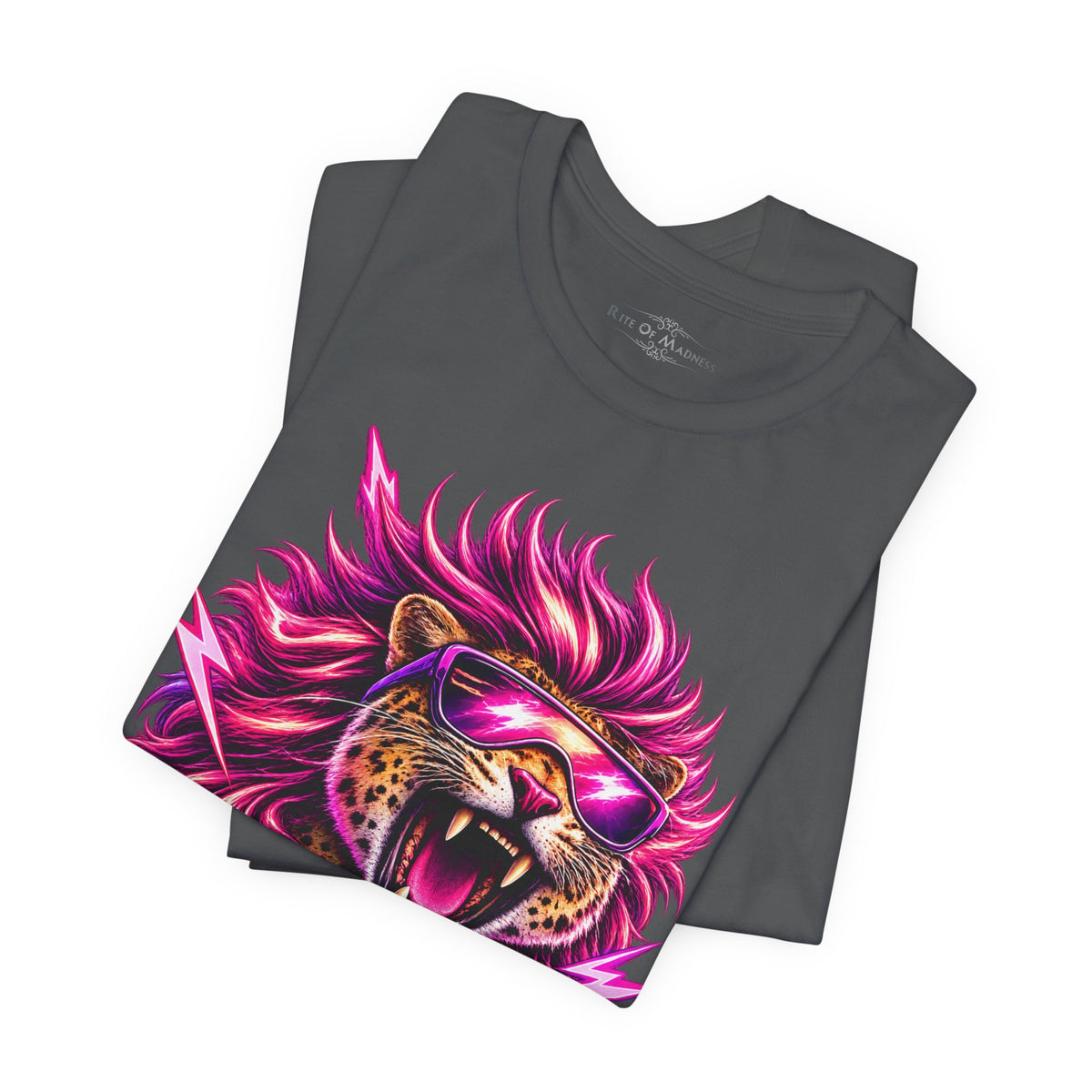 Hair Metal Maneater T-Shirt | 80s Glam Rock Neon Pink Big Cat Graphic Tee