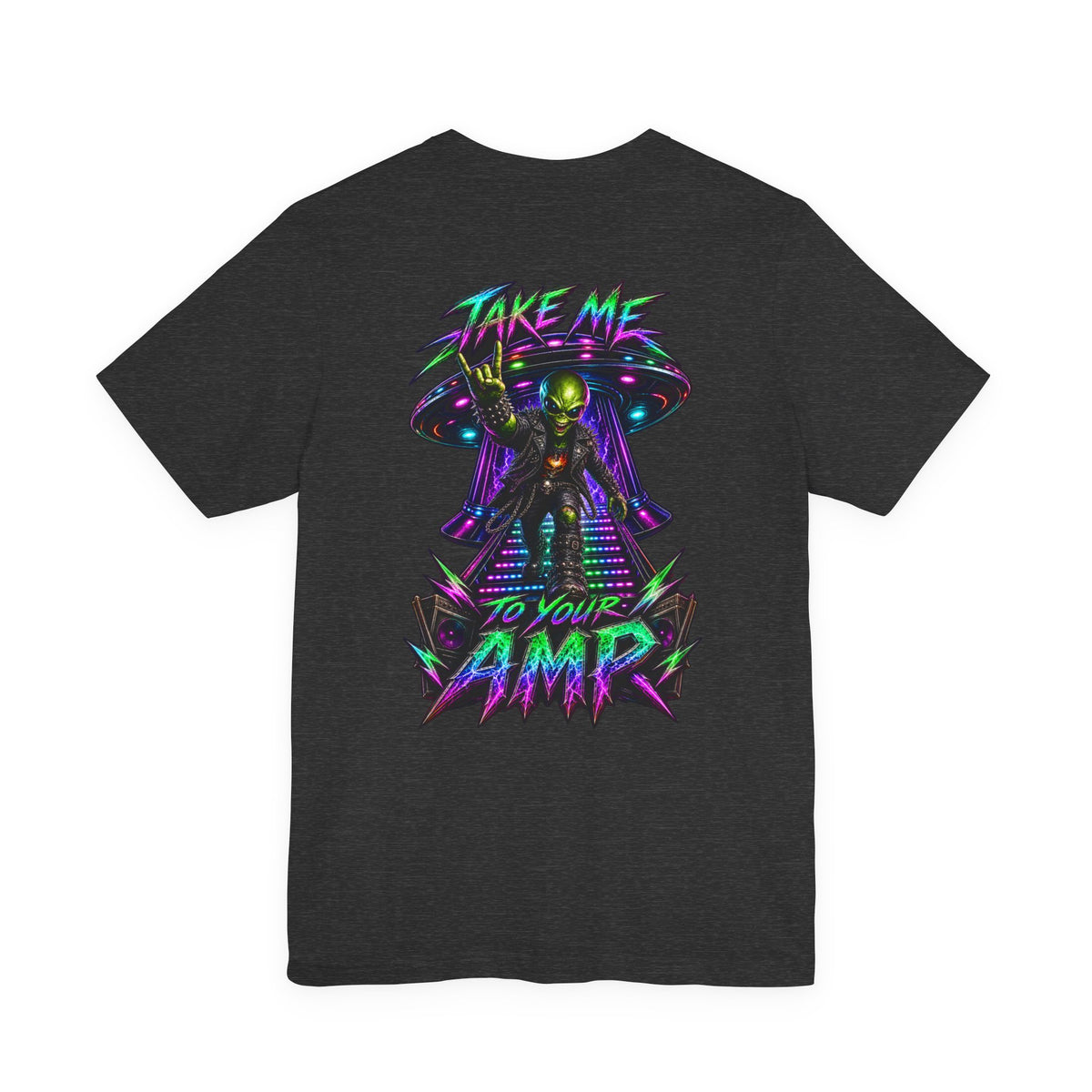 Rock the Galaxy | Alien Rock Music Graphic T-Shirt | Front & Back