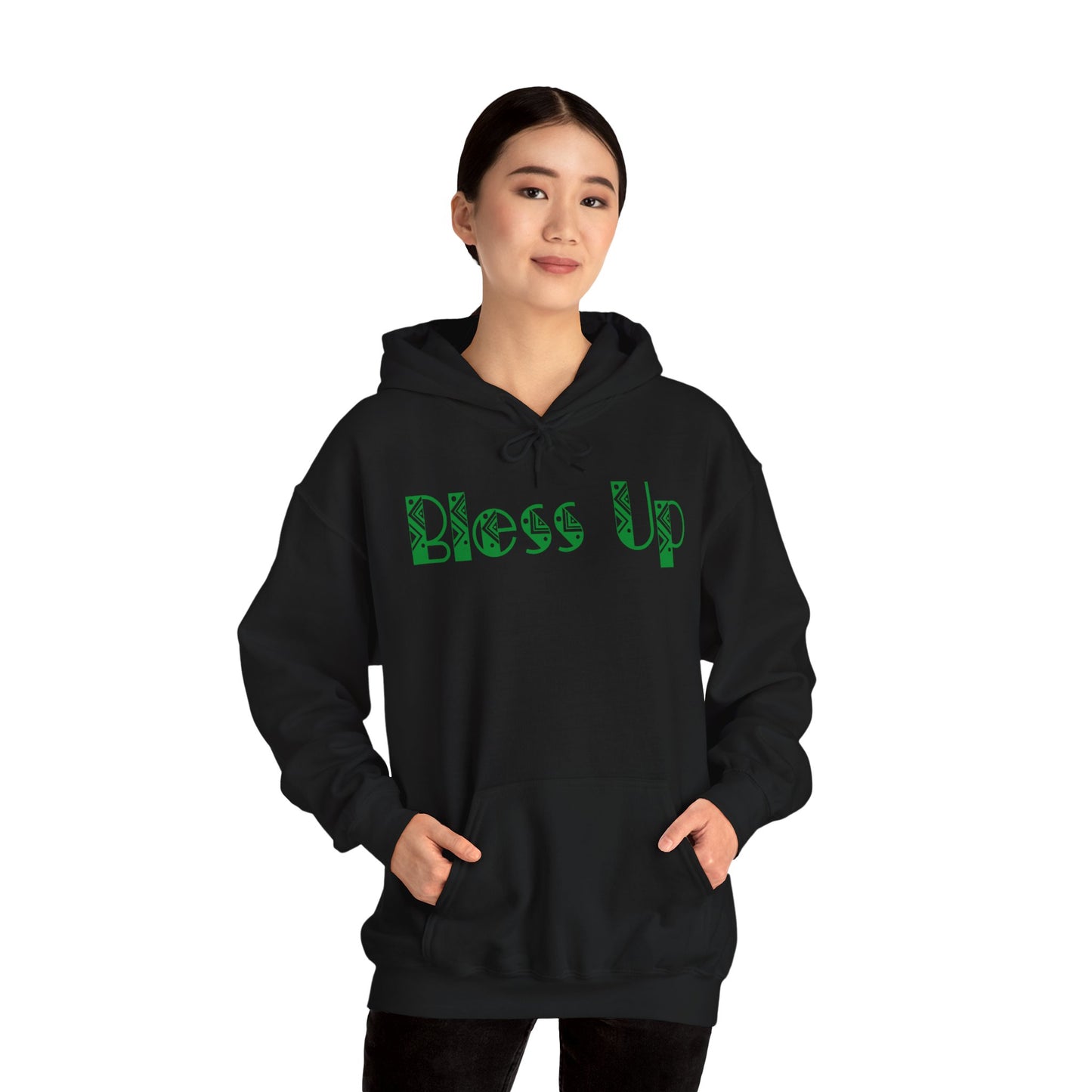 Bless Up Women's Heavy Blend Hoodie - Rasta Green Style