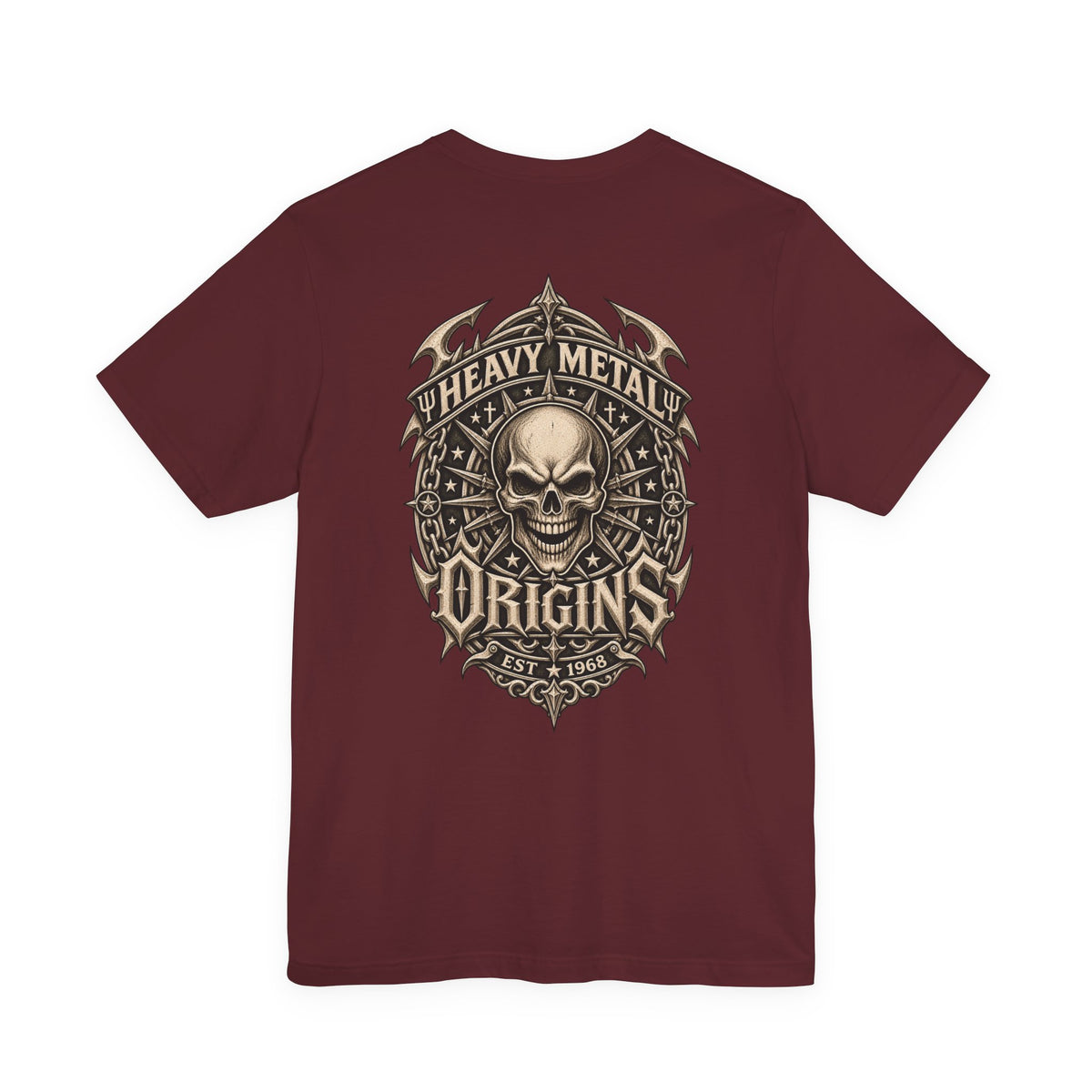 Heavy Metal Origins Est 1968 | Vintage Skull Rock T-Shirt | Gothic Front & Back Graphic Tee