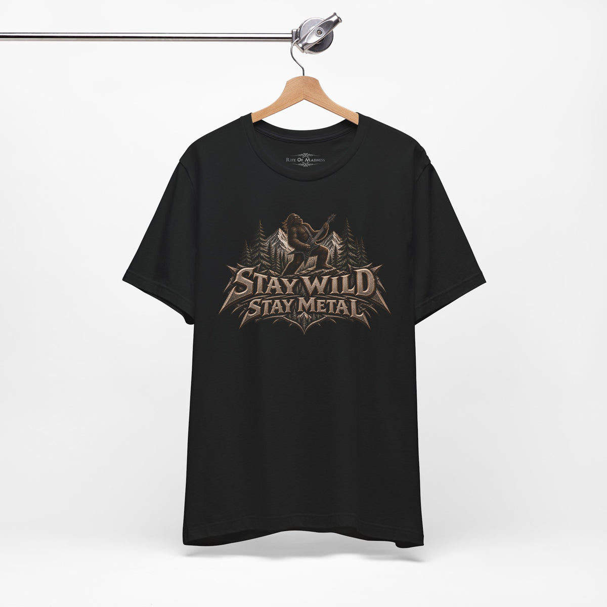 Stay Wild Stay Metal | Bigfoot Heavy Metal Graphic T-Shirt | Front & Back