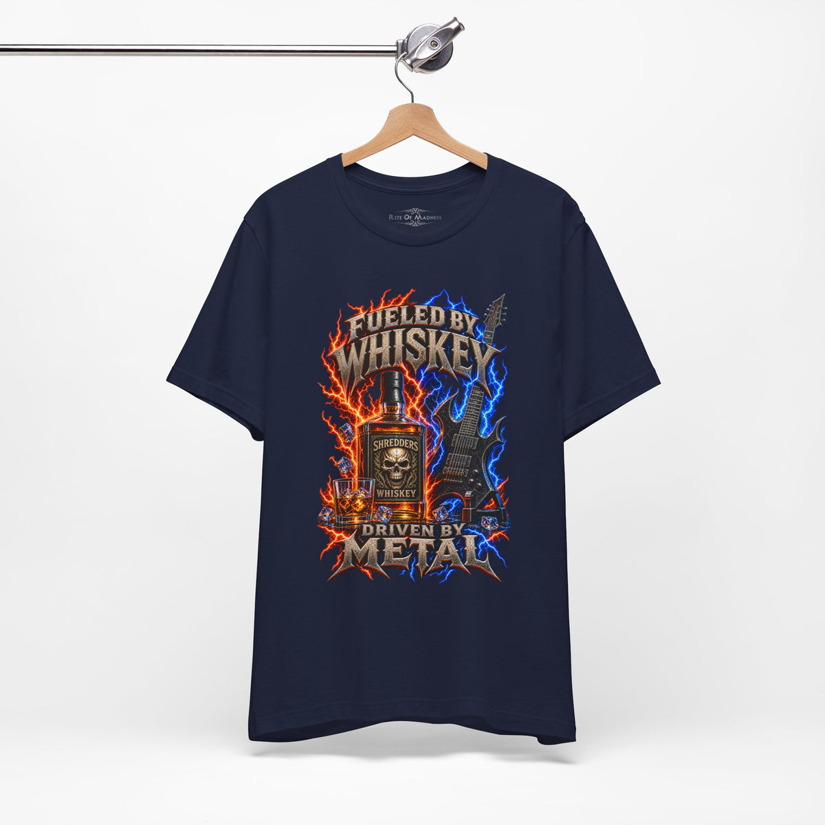 Fueled by Whiskey Driven by Metal | Heavy Metal Guitar Graphic T-Shirt