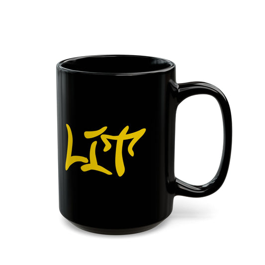 "Lit Vibes" 15oz Black Ceramic Mug