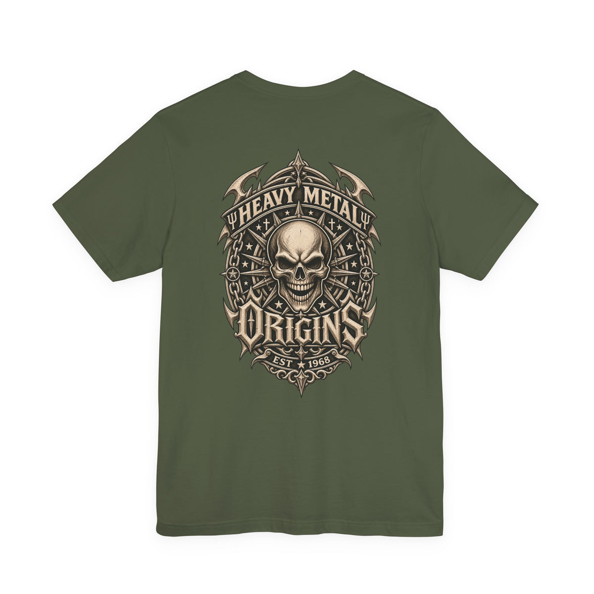 Heavy Metal Origins Est 1968 | Vintage Skull Rock T-Shirt | Gothic Front & Back Graphic Tee