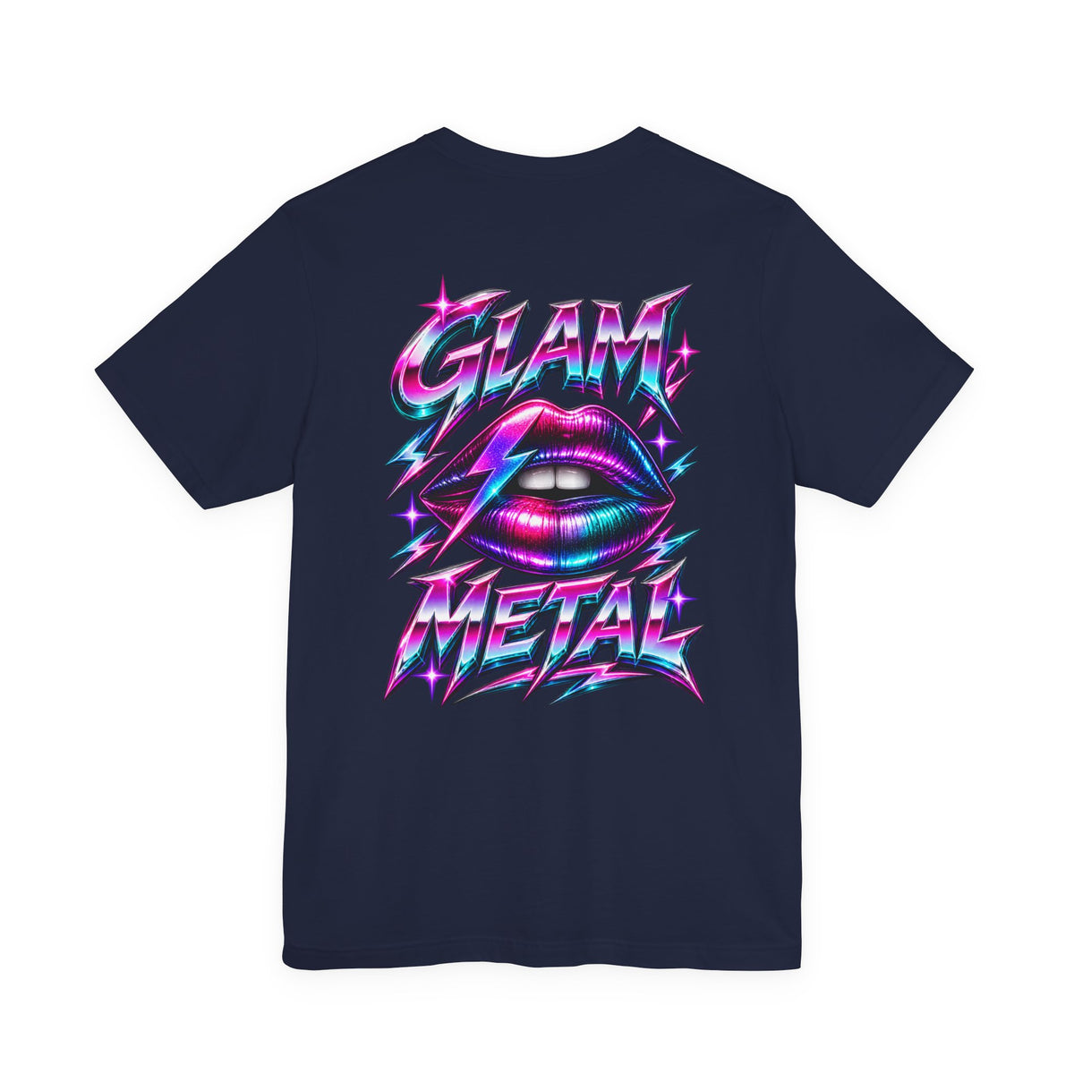 Glam Metal | Women's 80s Glam Rock Lips Graphic T-Shirt | Front & Back