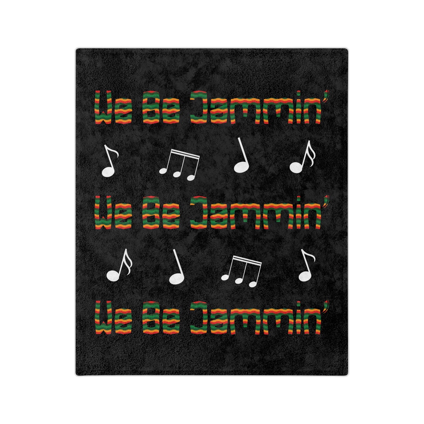 60x50 Microfiber Blanket - Reggae Colors We Be Jammin' With White Music Notes