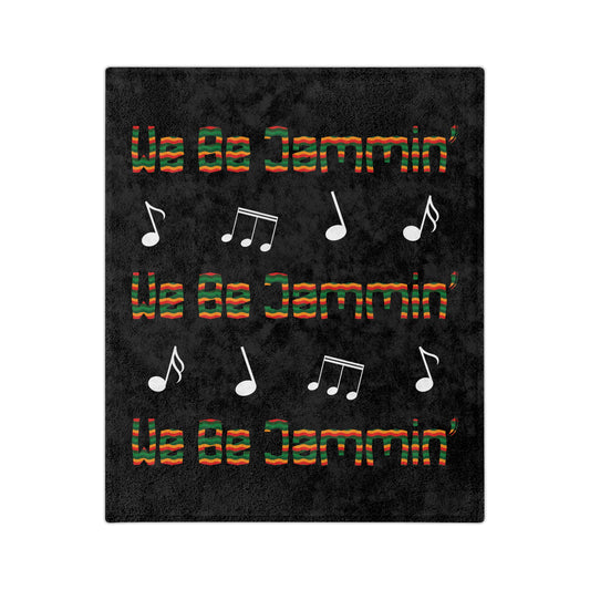 60x50 Microfiber Blanket - Reggae Colors We Be Jammin' With White Music Notes