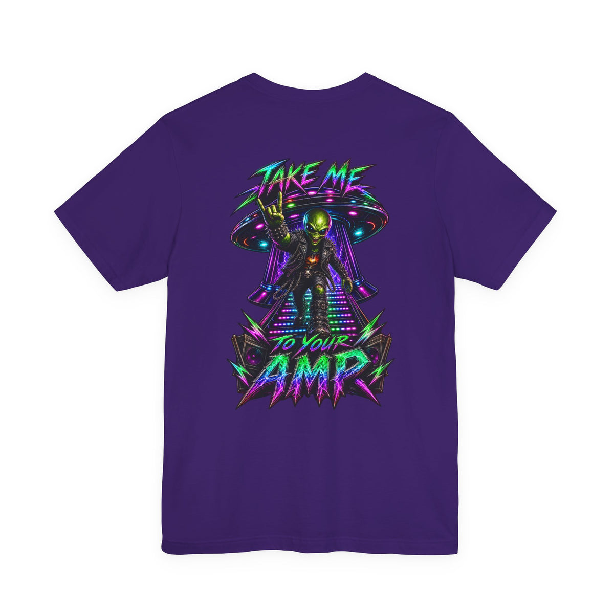 Rock the Galaxy | Alien Rock Music Graphic T-Shirt | Front & Back