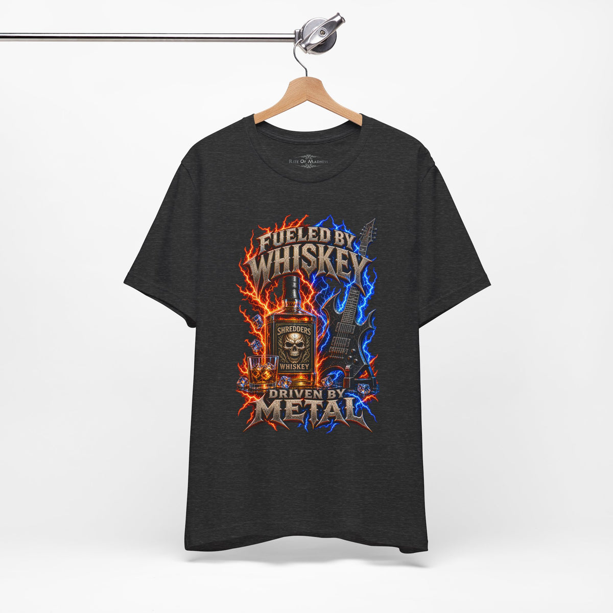 Fueled by Whiskey Driven by Metal | Heavy Metal Guitar Graphic T-Shirt