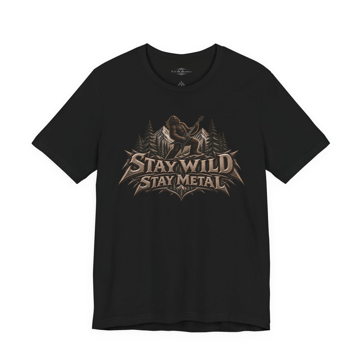 Stay Wild Stay Metal | Bigfoot Heavy Metal Graphic T-Shirt | Front & Back