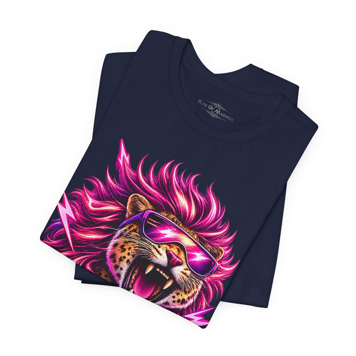 Hair Metal Maneater T-Shirt | 80s Glam Rock Neon Pink Big Cat Graphic Tee