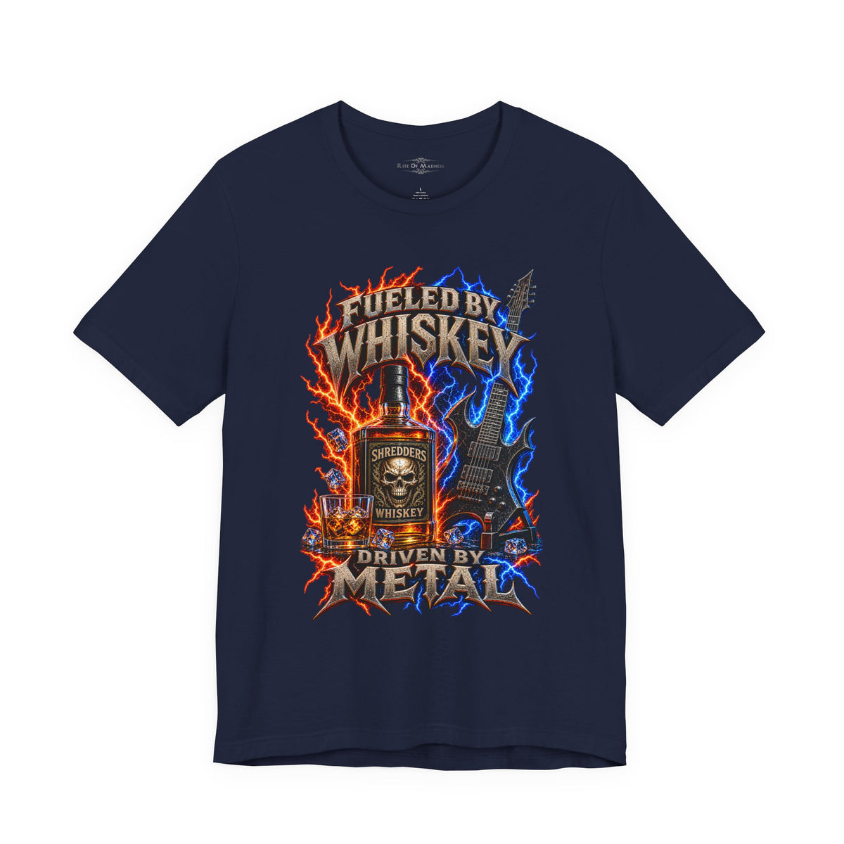 Fueled by Whiskey Driven by Metal | Heavy Metal Guitar Graphic T-Shirt