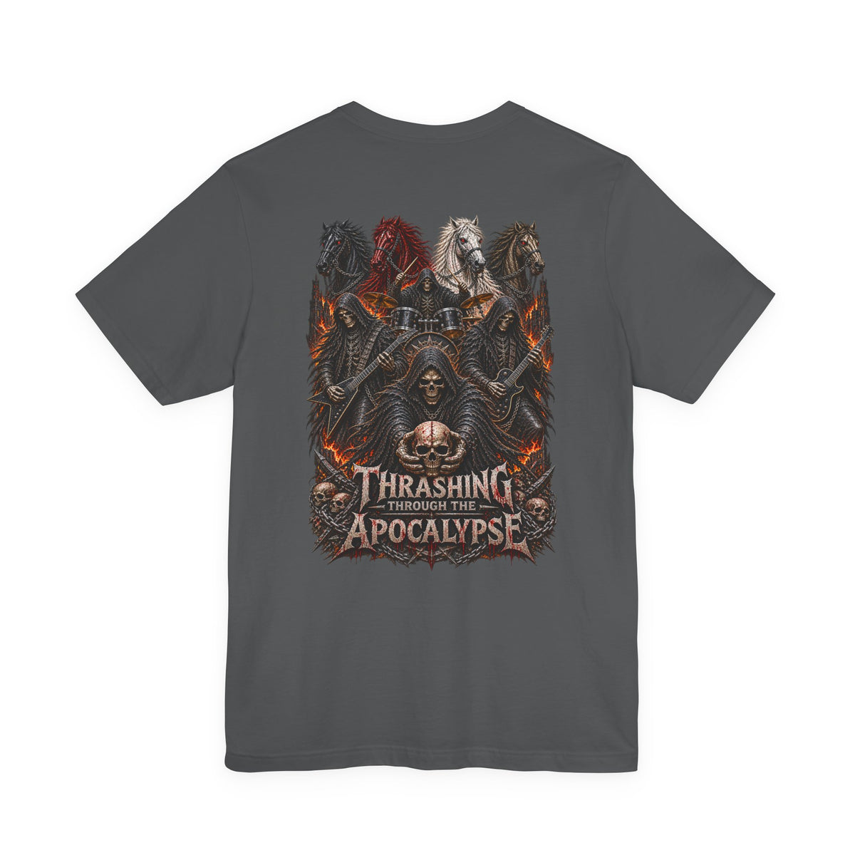 Thrashing Through the Apocalypse | Four Horsemen Heavy Metal Graphic T-Shirt