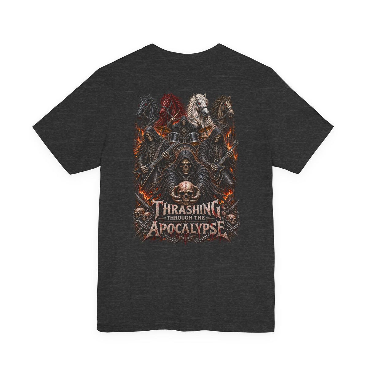 Thrashing Through the Apocalypse | Four Horsemen Heavy Metal Graphic T-Shirt