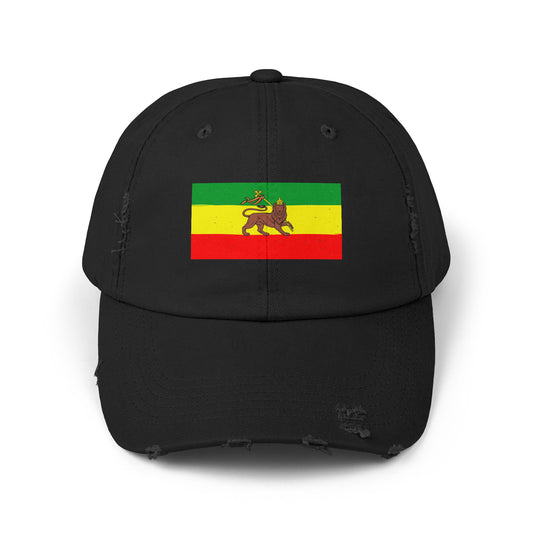 Distressed Rasta Flag Hat with Lion of Judah