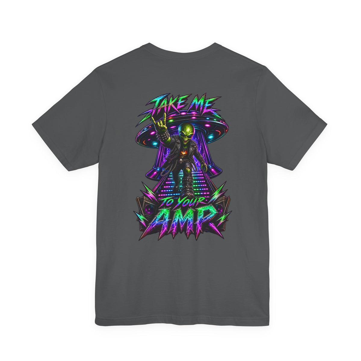Rock the Galaxy | Alien Rock Music Graphic T-Shirt | Front & Back