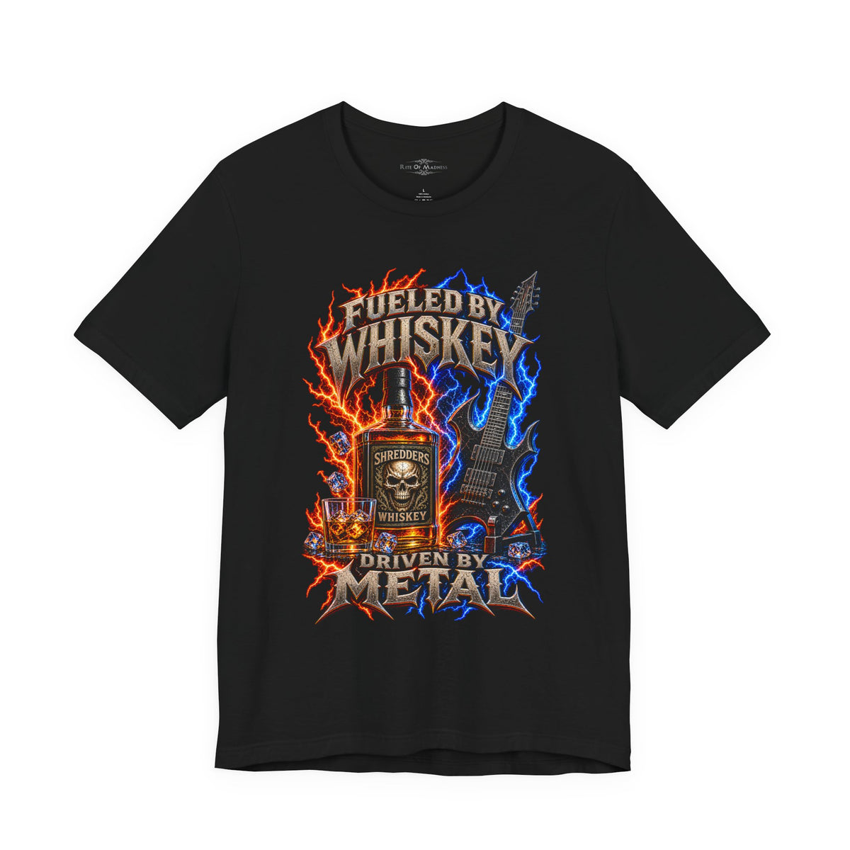 Fueled by Whiskey Driven by Metal | Heavy Metal Guitar Graphic T-Shirt