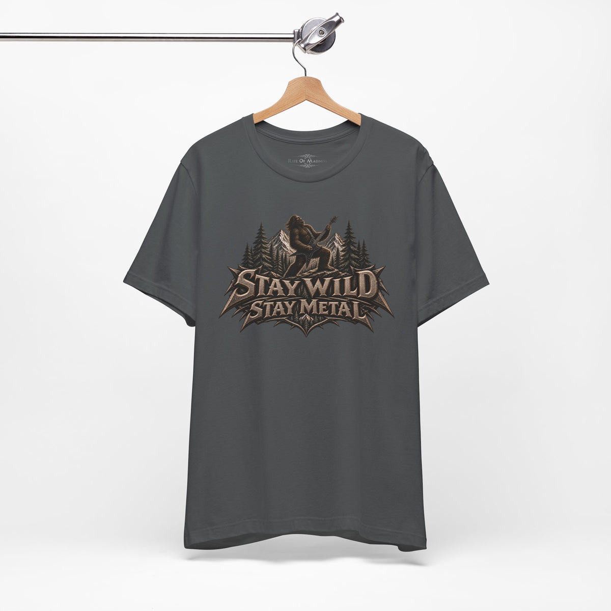 Stay Wild Stay Metal | Bigfoot Heavy Metal Graphic T-Shirt | Front & Back