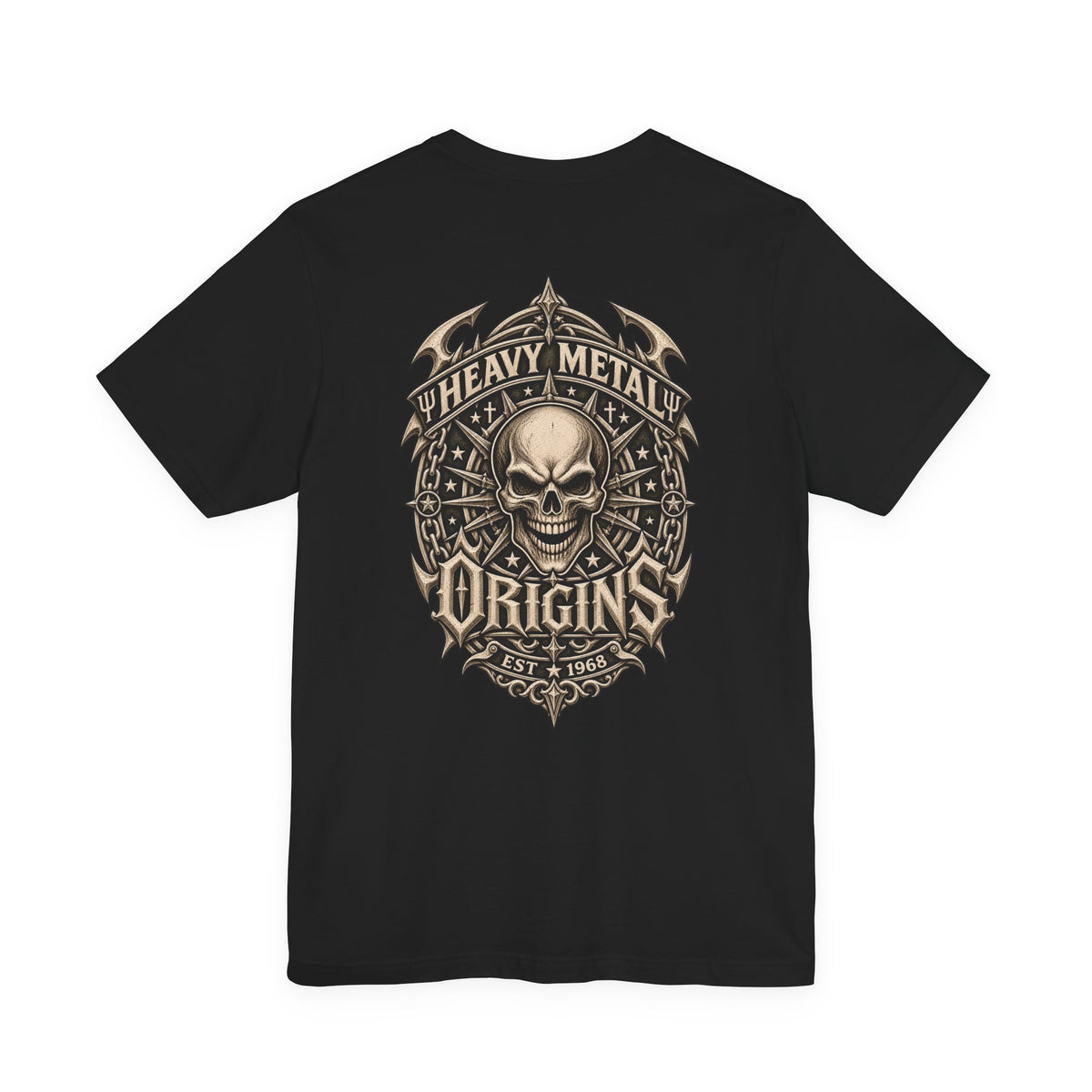 Heavy Metal Origins Est 1968 | Vintage Skull Rock T-Shirt | Gothic Front & Back Graphic Tee
