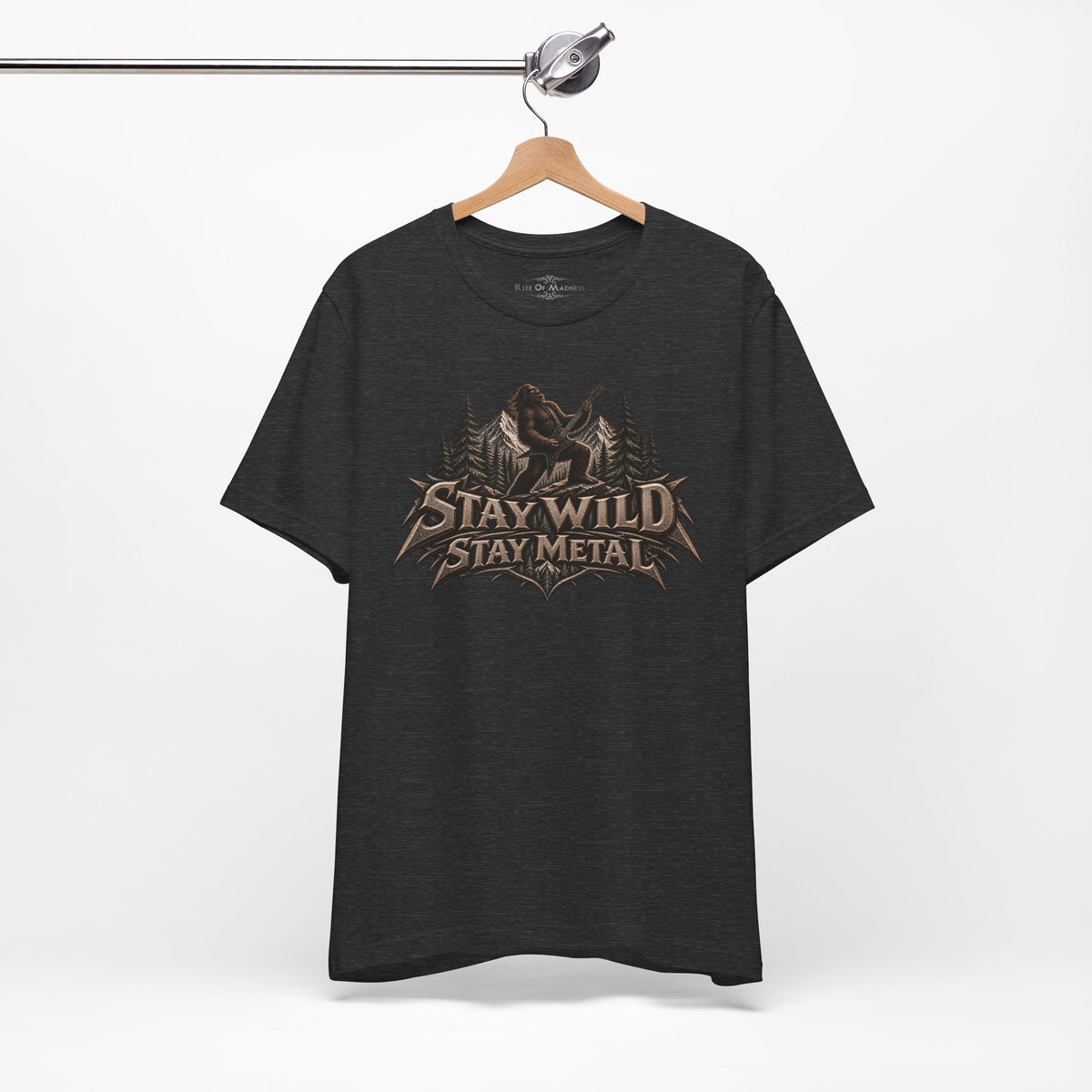 Stay Wild Stay Metal | Bigfoot Heavy Metal Graphic T-Shirt | Front & Back
